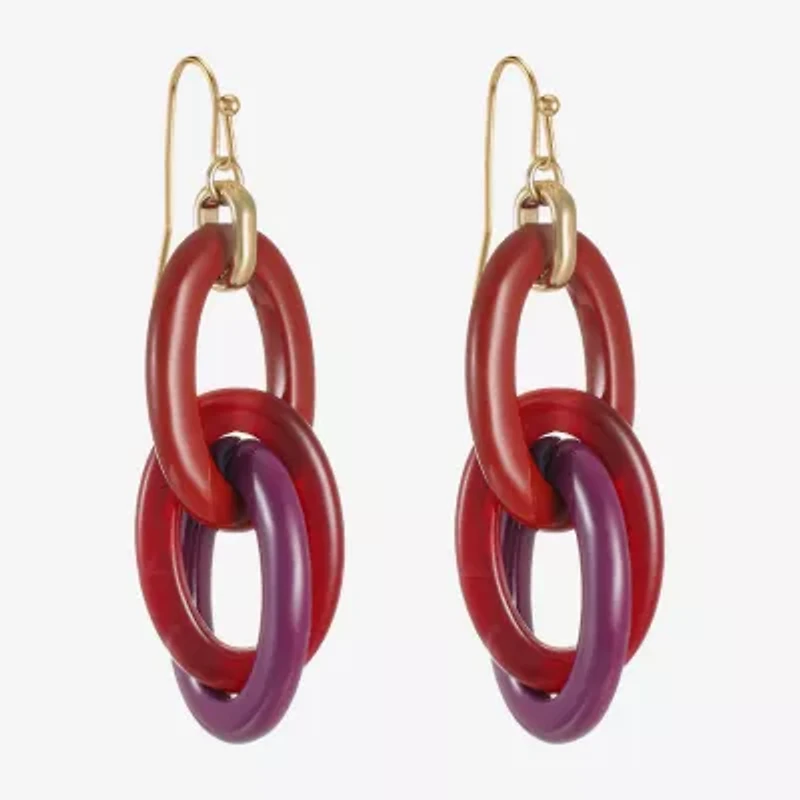 Mixit Gold Tone & Red Womens Drop Earrings