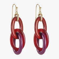Mixit Gold Tone & Red Womens Drop Earrings