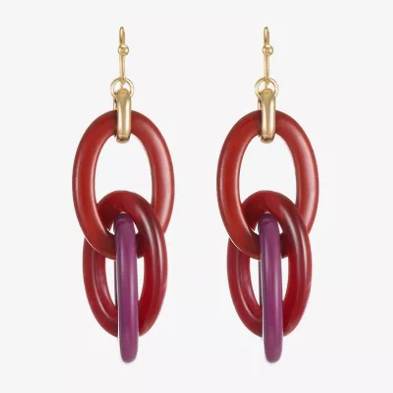 Mixit Gold Tone & Red Womens Drop Earrings