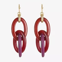 Mixit Gold Tone & Red Womens Drop Earrings