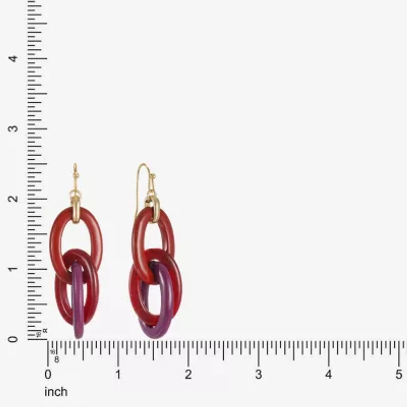 Mixit Gold Tone & Red Womens Drop Earrings