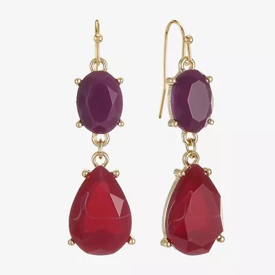 Mixit Gold Tone & Red Womens Drop Earrings