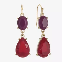 Mixit Gold Tone & Red Womens Drop Earrings