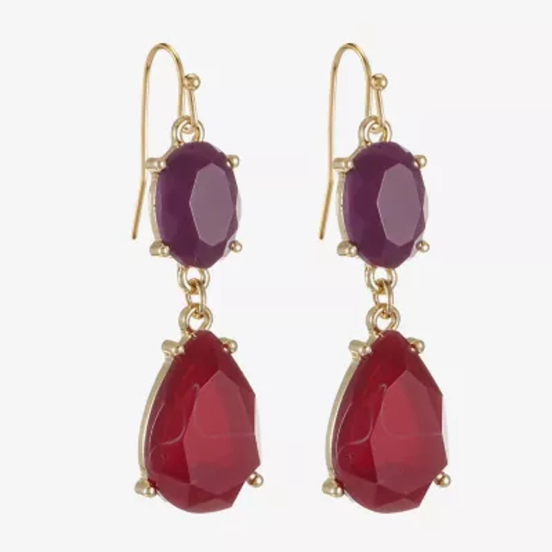 Mixit Gold Tone & Red Womens Drop Earrings