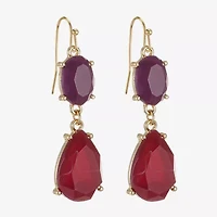 Mixit Gold Tone & Red Womens Drop Earrings