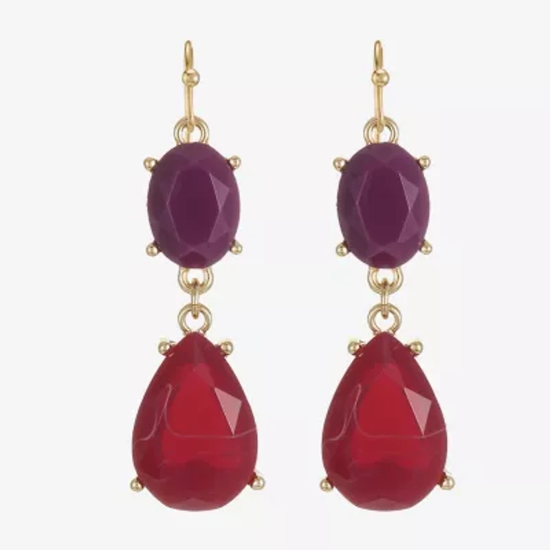Mixit Gold Tone & Red Womens Drop Earrings