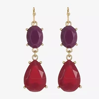 Mixit Gold Tone & Red Womens Drop Earrings