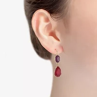 Mixit Gold Tone & Red Womens Drop Earrings