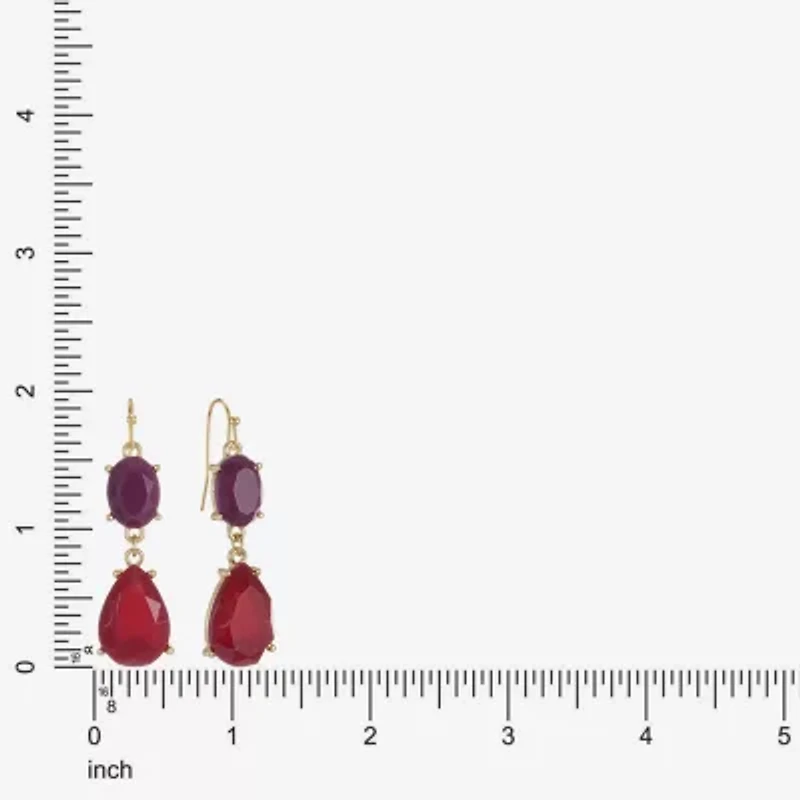 Mixit Gold Tone & Red Womens Drop Earrings