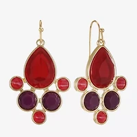 Mixit Gold Tone & Red Womens Chandelier Earrings