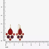 Mixit Gold Tone & Red Womens Chandelier Earrings