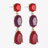 Mixit Gold Tone & Red Womens Hypoallergenic Drop Earrings