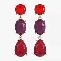 Mixit Gold Tone & Red Womens Hypoallergenic Drop Earrings