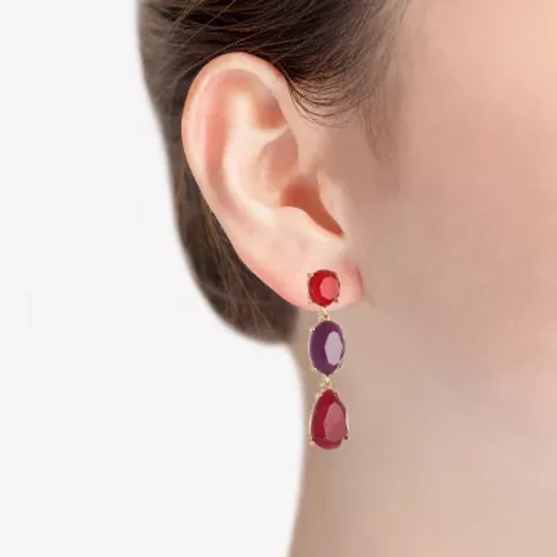 Mixit Gold Tone & Red Womens Hypoallergenic Drop Earrings