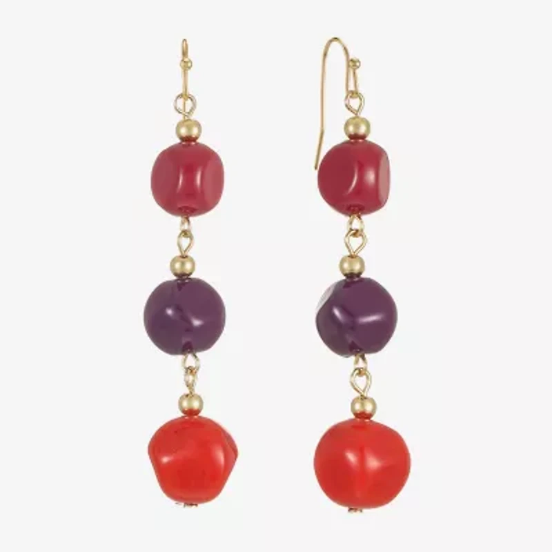 Mixit Gold Tone & Red Womens Drop Earrings