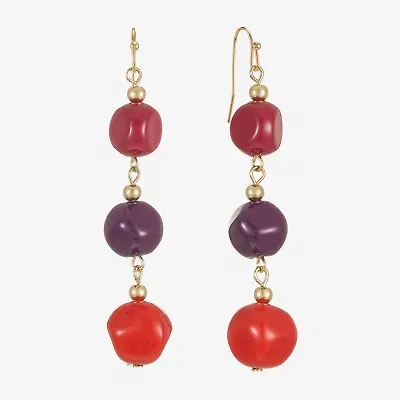 Mixit Gold Tone & Red Womens Drop Earrings
