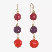 Mixit Gold Tone & Red Womens Drop Earrings