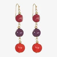 Mixit Gold Tone & Red Womens Drop Earrings