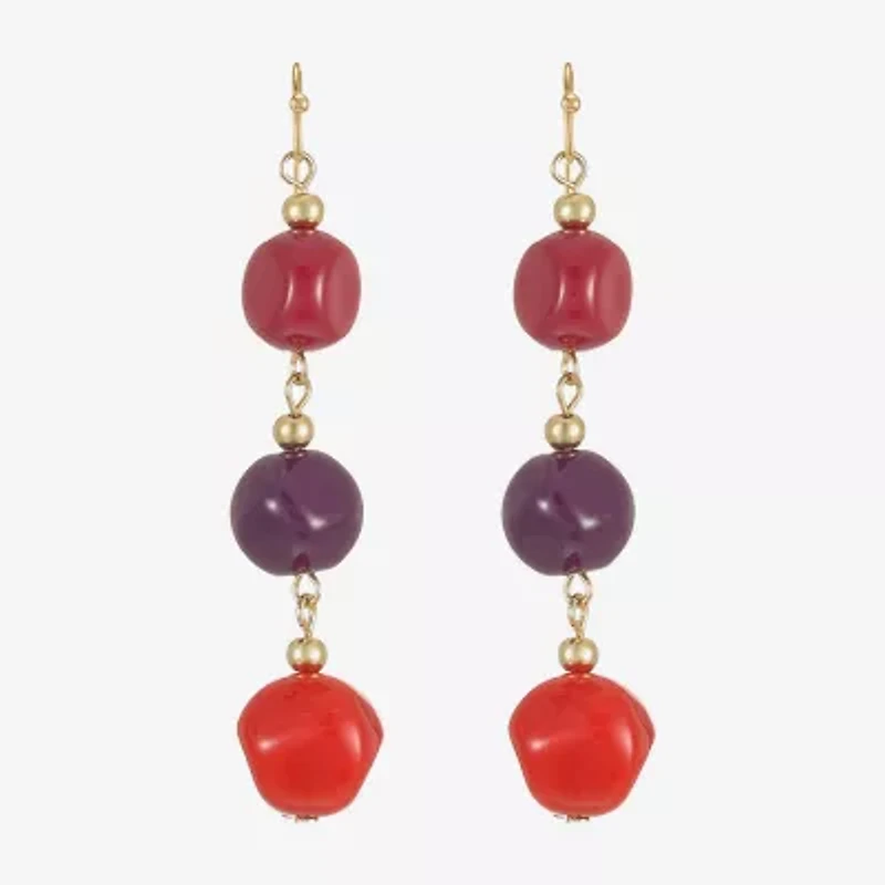 Mixit Gold Tone & Red Womens Drop Earrings