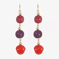 Mixit Gold Tone & Red Womens Drop Earrings