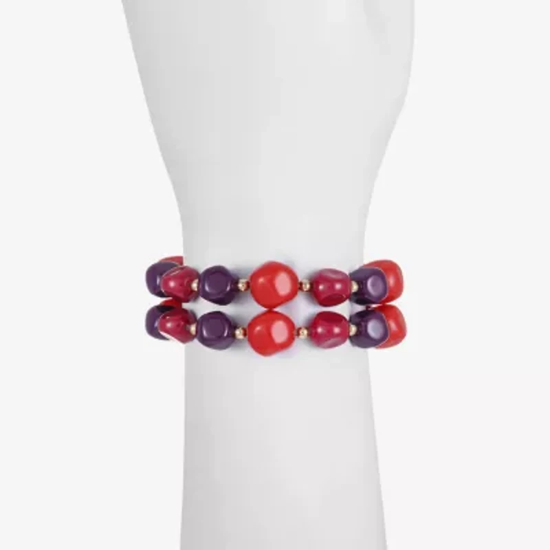 Mixit Gold Tone & Red Womens 2-pc. Bracelet Set