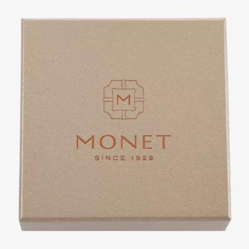 Monet Jewelry Gold Tone Initial Charm Necklace & Stud Earring Womens Glass Oval 2-pc. Set