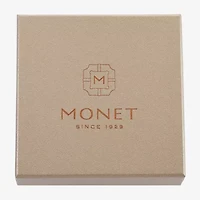 Monet Jewelry Gold Tone Initial Charm Necklace & Stud Earring Womens Glass Oval 2-pc. Set