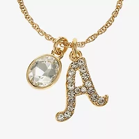 Monet Jewelry Gold Tone Initial Charm Necklace & Stud Earring Womens Glass Oval 2-pc. Set