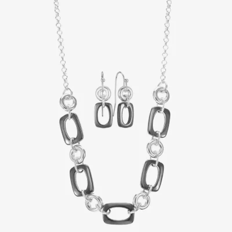 Liz Claiborne Two Toned Collar Necklace & Drop Earring Womens Rectangular 2-pc. Jewelry Set