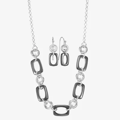 Liz Claiborne Two Toned Collar Necklace & Drop Earring Womens Rectangular 2-pc. Jewelry Set
