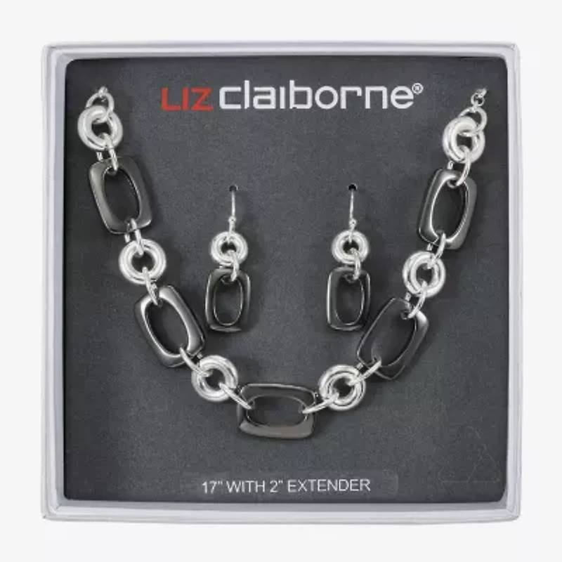 Liz Claiborne Two Toned Collar Necklace & Drop Earring Womens Rectangular 2-pc. Jewelry Set
