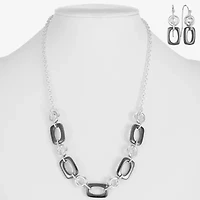 Liz Claiborne Two Toned Collar Necklace & Drop Earring Womens Rectangular 2-pc. Jewelry Set