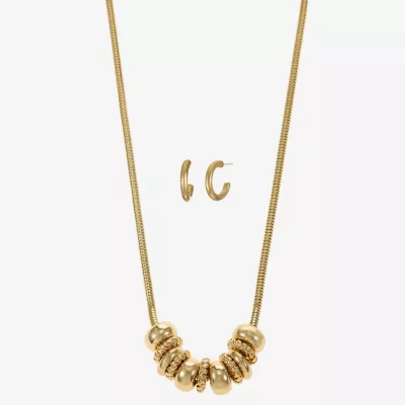 Liz Claiborne Frontal Slider Necklace & Huggie Earring Womens 2-pc. Jewelry Set