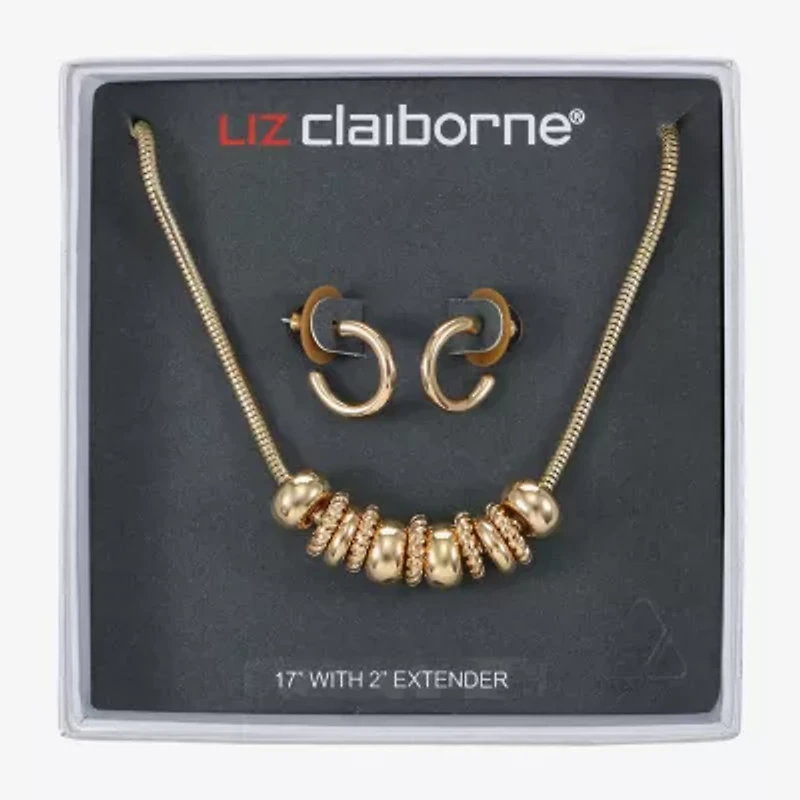 Liz Claiborne Frontal Slider Necklace & Huggie Earring Womens 2-pc. Jewelry Set