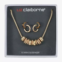 Liz Claiborne Frontal Slider Necklace & Huggie Earring Womens 2-pc. Jewelry Set