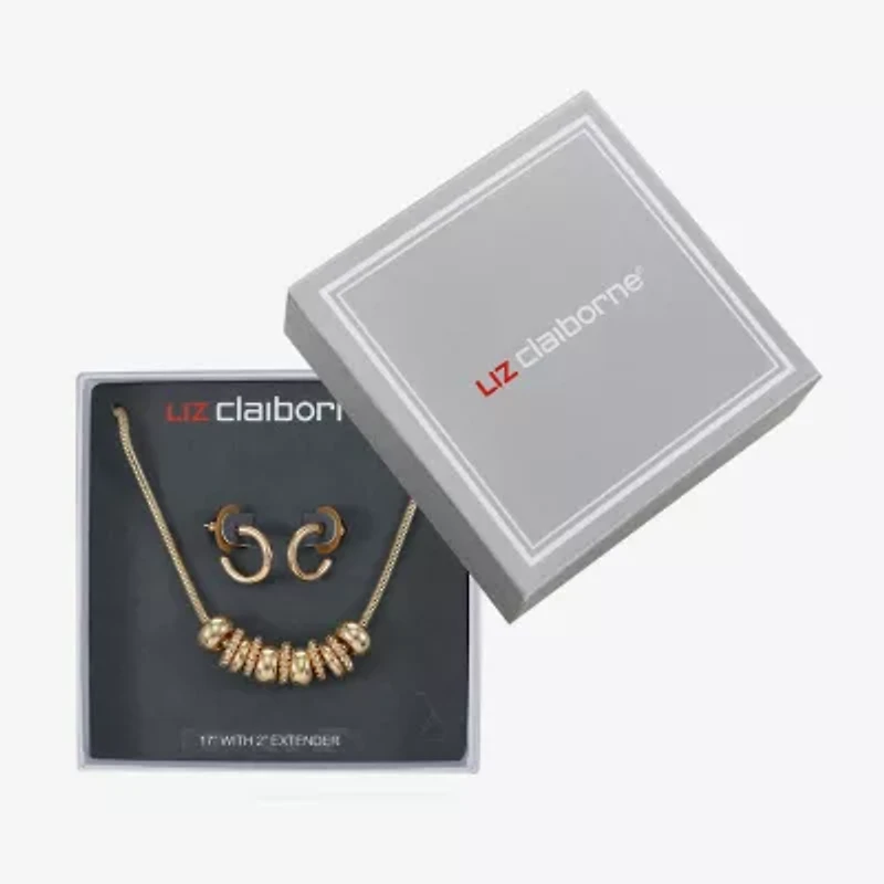 Liz Claiborne Frontal Slider Necklace & Huggie Earring Womens 2-pc. Jewelry Set