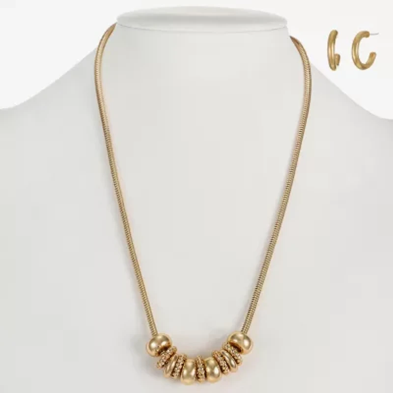 Liz Claiborne Frontal Slider Necklace & Huggie Earring Womens 2-pc. Jewelry Set