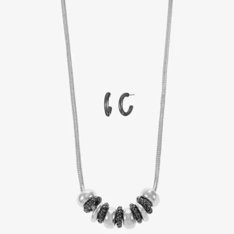 Liz Claiborne Frontal Slider Necklace & Huggie Earring Womens 2-pc. Jewelry Set