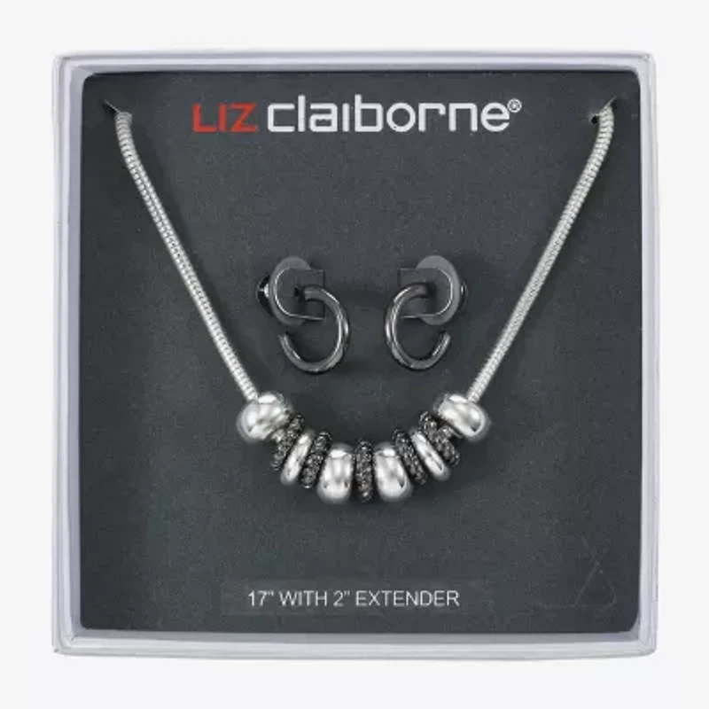 Liz Claiborne Frontal Slider Necklace & Huggie Earring Womens 2-pc. Jewelry Set