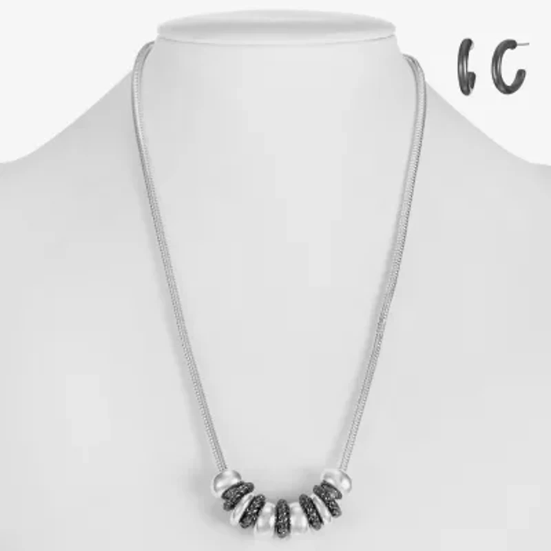 Liz Claiborne Frontal Slider Necklace & Huggie Earring Womens 2-pc. Jewelry Set