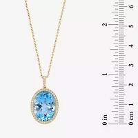 Effy Final Call Womens 1/4 CT. T.W. Genuine Blue Topaz 14K Gold Oval 18 Inch Pendant Necklace