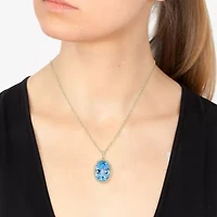 Effy Final Call Womens 1/4 CT. T.W. Genuine Blue Topaz 14K Gold Oval 18 Inch Pendant Necklace