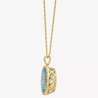 Effy Final Call Womens 1/4 CT. T.W. Genuine Blue Topaz 14K Gold Oval 18 Inch Pendant Necklace