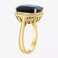 Effy Final Call Womens 1/4 CT. T.W. Genuine Black Onyx 14K Gold Cushion Halo Cocktail Ring