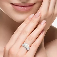 Effy Final Call Womens 1/2 CT. T.W. 10-10.5MM Genuine White Cultured Freshwater Pearl 14K White Gold Round Side Stone Cocktail Ring
