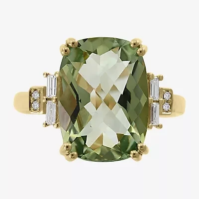 Effy Final Call Womens 1/7 CT. T.W. Genuine Green Amethyst 14K Gold Cocktail Ring