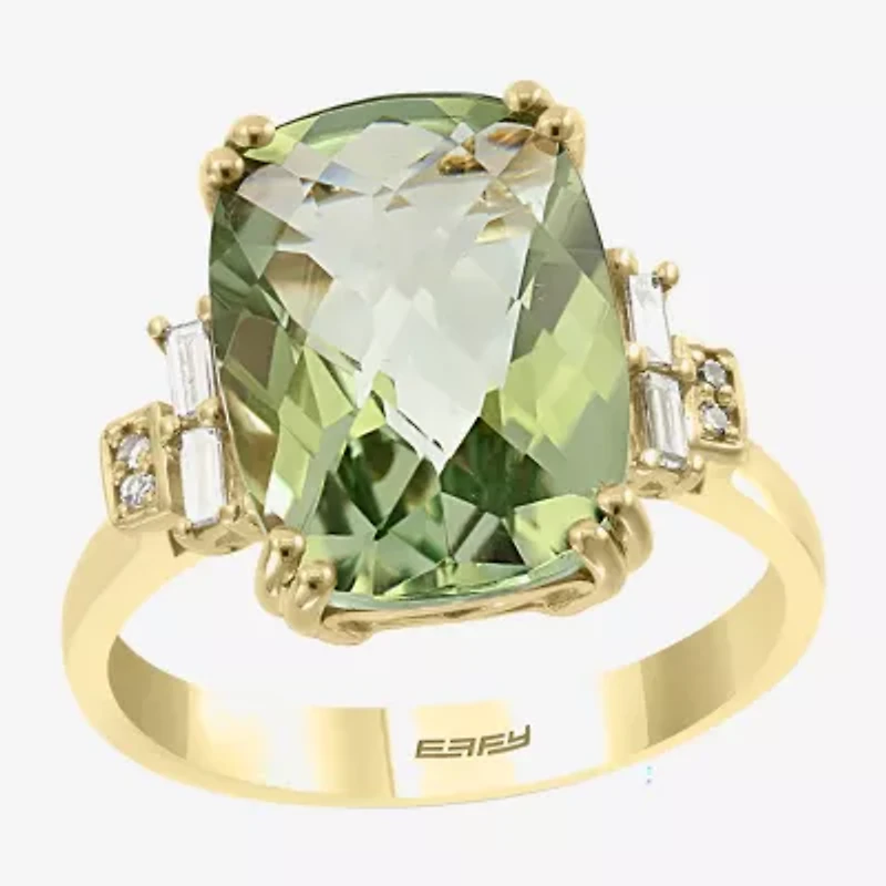 Effy Final Call Womens 1/7 CT. T.W. Genuine Green Amethyst 14K Gold Cocktail Ring