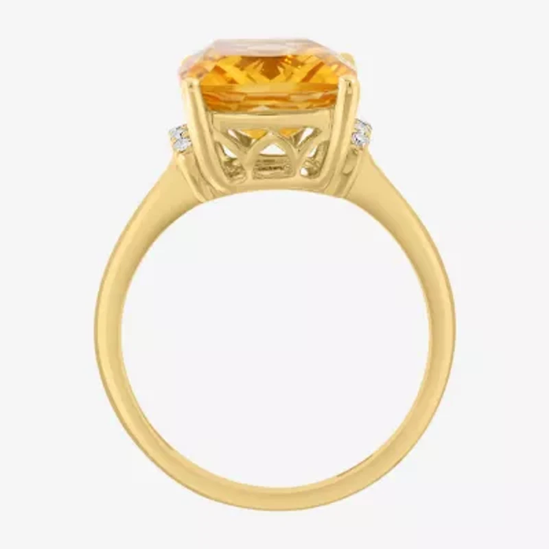 Effy Final Call Womens Diamond Accent Genuine Orange Citrine 14K Gold Cocktail Ring