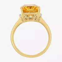 Effy Final Call Womens Diamond Accent Genuine Orange Citrine 14K Gold Cocktail Ring