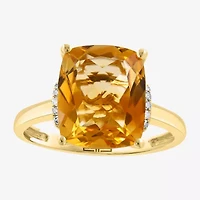 Effy Final Call Womens Diamond Accent Genuine Orange Citrine 14K Gold Cocktail Ring